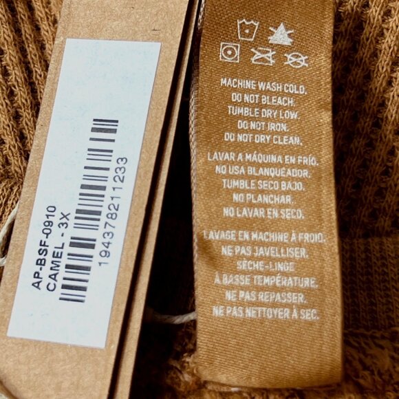 SKIMS Waffle Knit Onesie Long John Pajamas Camel 3X - Picture 9 of 11